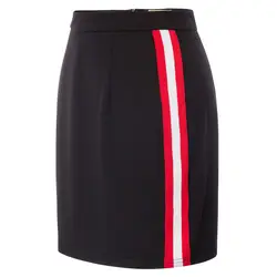 Женская юбка полоски контрастного цвета боковые бедра-обернутые Bodycon узкая юбка-карандаш