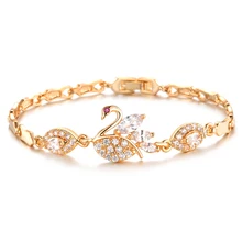 Jiayiqi золотой Лебедь циркон камень браслет для женщин модные ювелирные изделия подарок на день матери