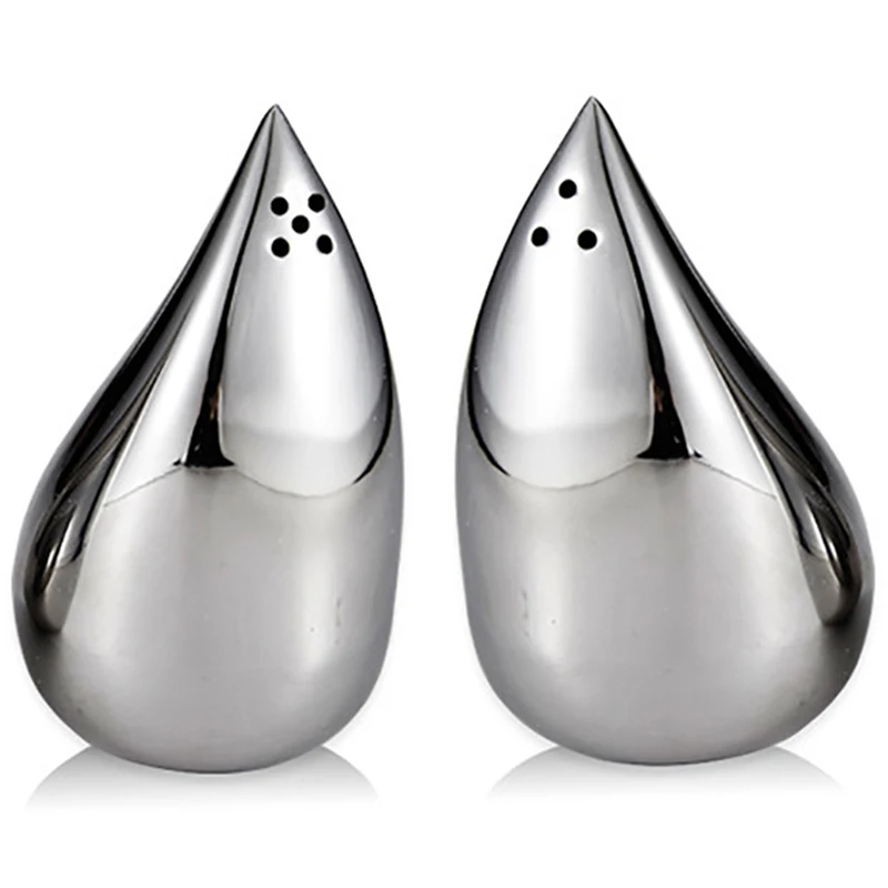 

LUDA Droplets Shape Stainless Steel Cruet Bottles Seasoning Salt Shaker Cans Pepper Shakers