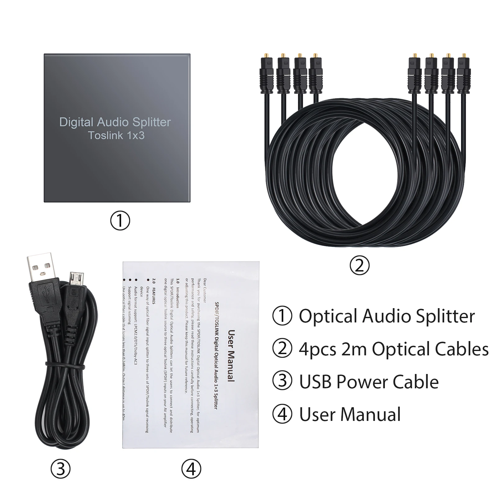 Цифровой оптический сплиттер Toslink Proster из алюминиевого сплава 1x3 SPDIF 3 выхода