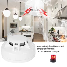 Проводной фотоэлектрический детектор дыма и тепла с эхолотом и реле DC9V-28V