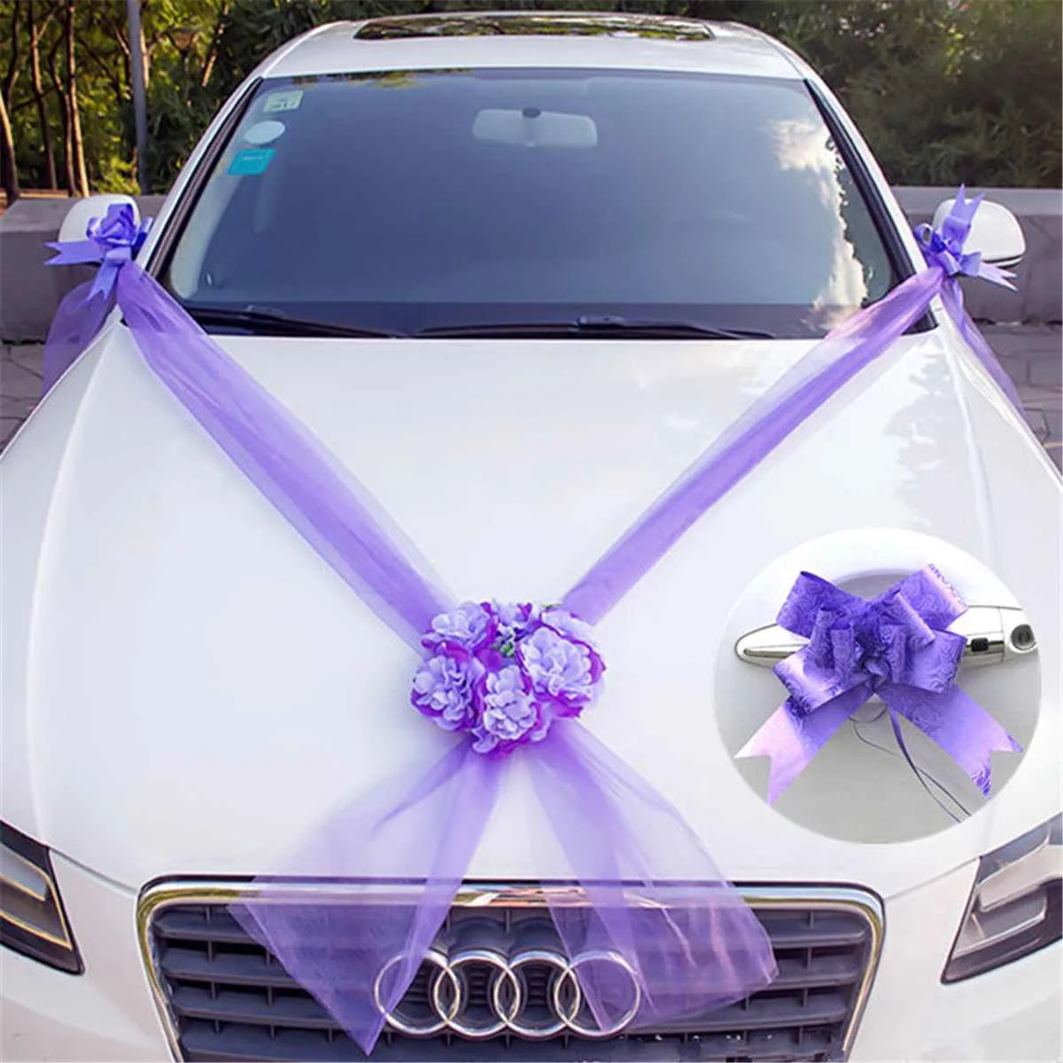 10 Ribbon Bows Set Silk Wedding Car Flower Plate Wedding ...