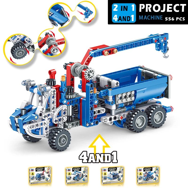 

556pcs 4in1 Engineering HM400 Crane Truck Building Blocks Compatible Legoingly Technic City Construction Brick Toys For children
