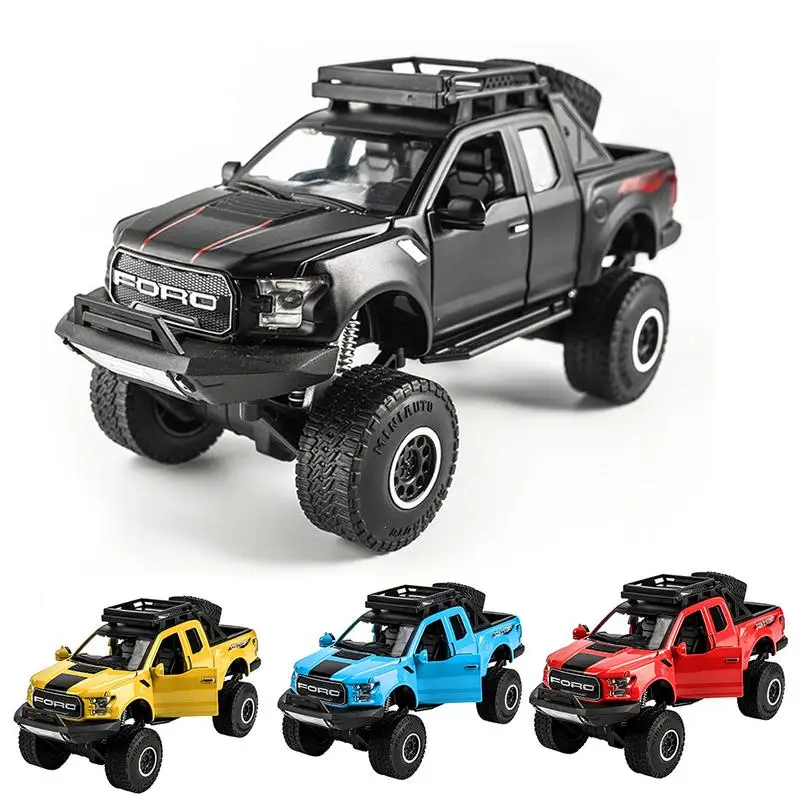 

New 1:32 Ford Raptor F150 Pickup Truck Metal Toy Cars Model With Music Flashing Sound For Boys Birthday Gifts Free Shipping