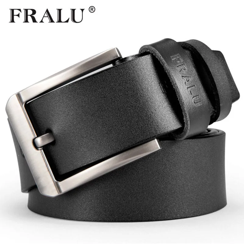 

FRALU 100% koeienhuid lederen riemen voor mannen retro merk mannelijke pin gesp jeans cowboy Heren Riemen Luxe Leer Ontwerper