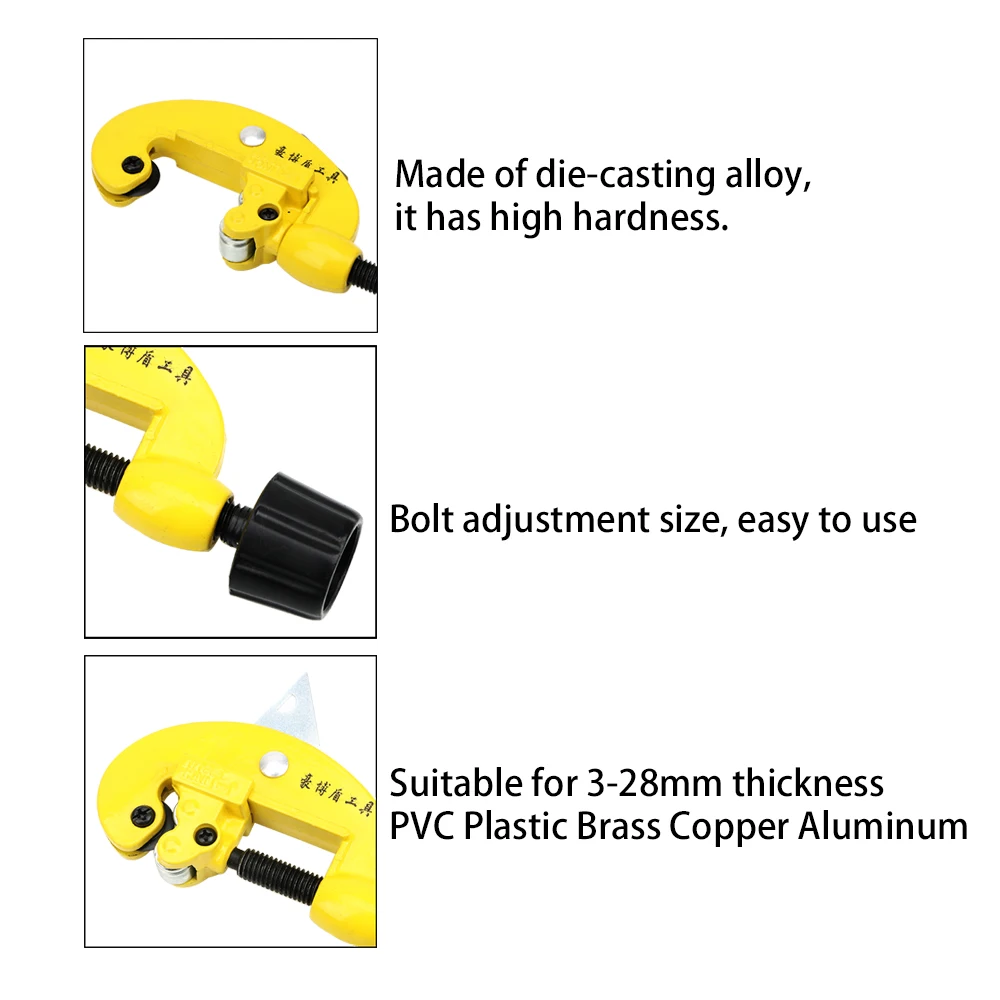 DIYWORK الثقيلة تخفيضات أنبوب تقطيع الأنابيب PVC البلاستيك النحاس النحاس الألومنيوم السباكة القاطع سكين مناسبة ل 3-28 مللي متر أنبوب