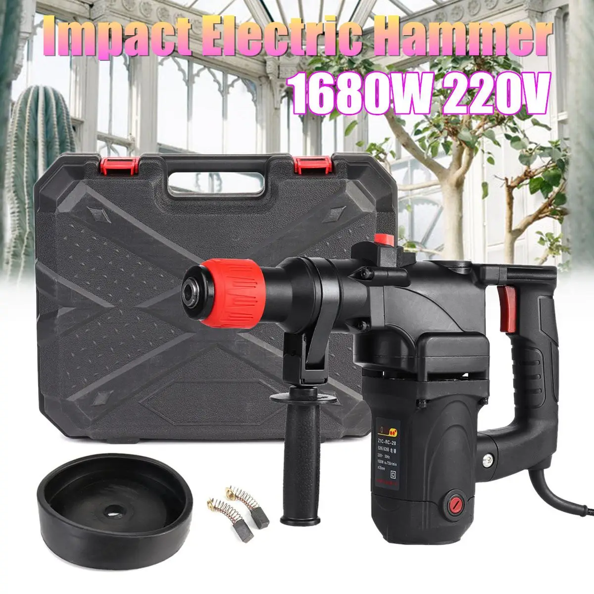 1680W 220V Industrial Power Tools Heavy Impact Electric Hammer Concrete Breaker For Square Drill