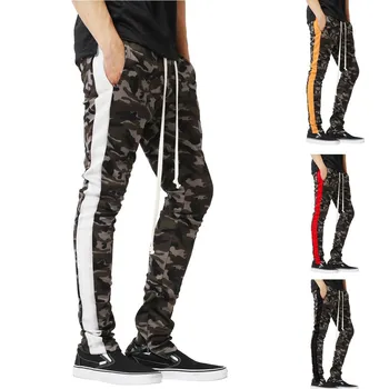

Men Side Stripe Camouflage Sweatpants Fashion Cotton Casual Military Trousers Male Gyms Fitness Joggers Slim Pencil Pants Man