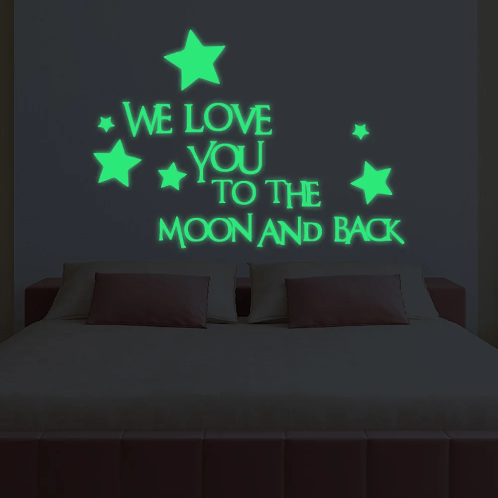 

1 Set Wall Sticker We Love You To The Moon And Back Star Glow in the Dark Luminous Wall Sticker