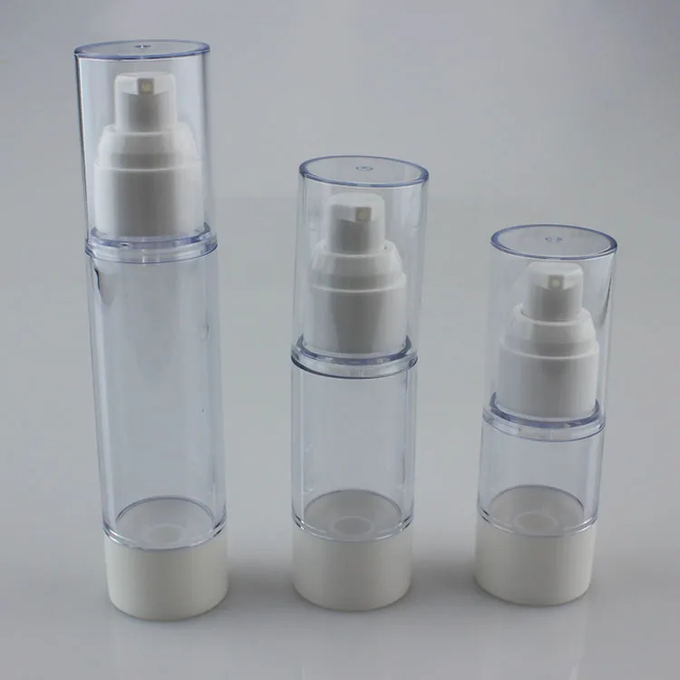 

100 шт 15 мл безвоздушный насос бутылка с белым насос для Очищающая пенка в бутылке насосе, пластиковые 0,5 oz эссенция многоразового флакон духов