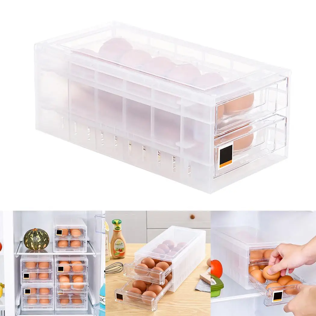 Практичный бытовой двухслойный ящик дизайн яйцо прозрачный 24 балки коробка для