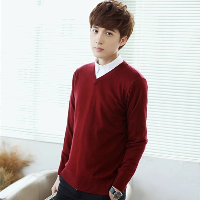 v neck sweater over shirt