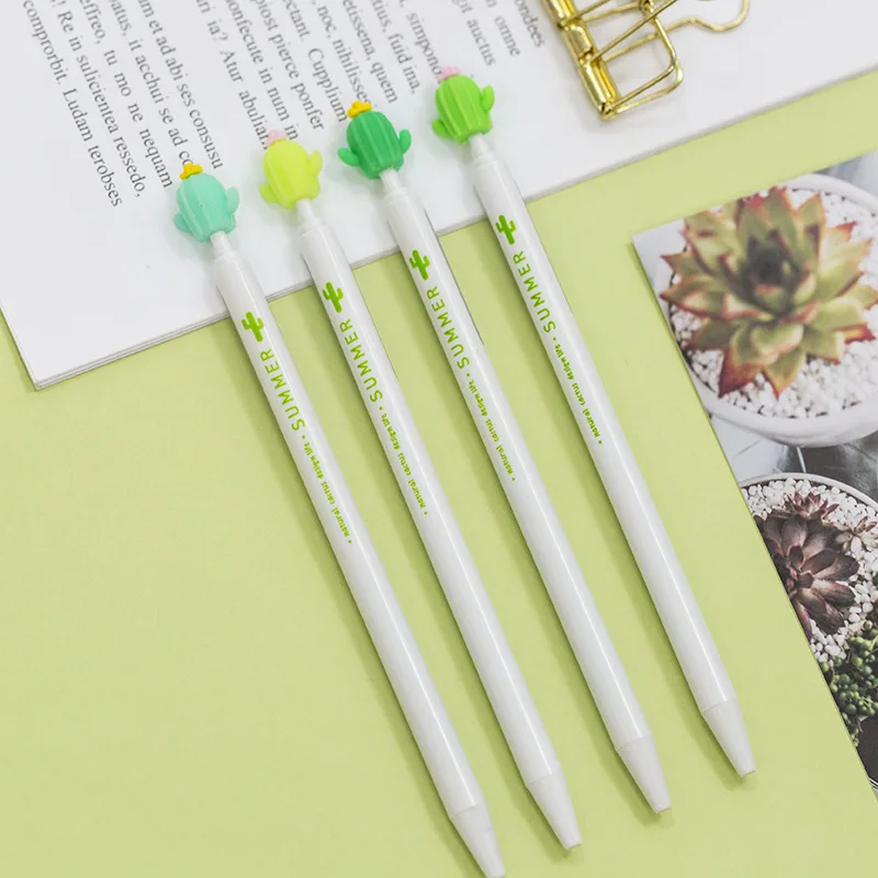

48 pcs Gel Pens Summer cactus black colored kawaii gift gel-ink pens pens for writing Cute stationery office school supplies