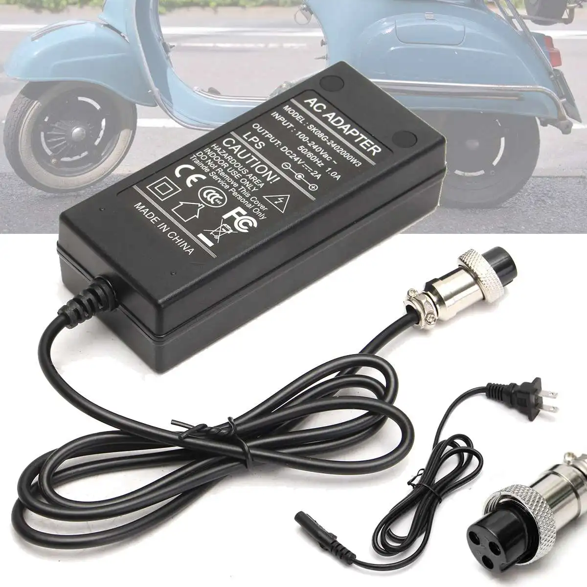 New Black Electric Scooter font b Battery b font Charger 24V Power Adapter DC 2A For
