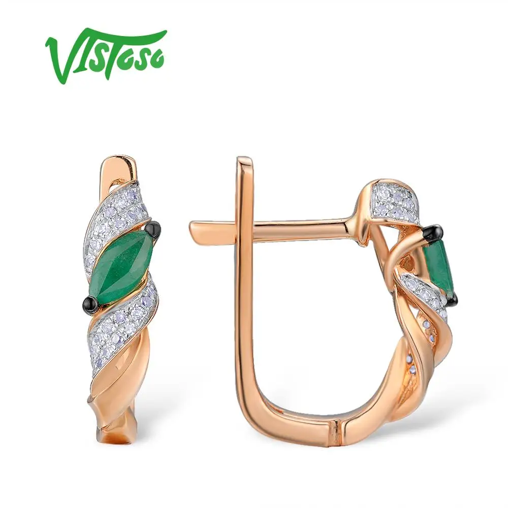 VISTOSO золотые серьги для женщин 14K 585 розовое золото Гламурные элегантные