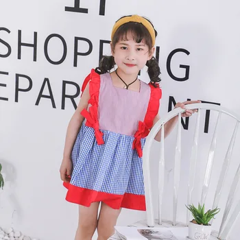 

Summer Children England Style School Plaid Ruffle Dresses 2019 Baby Girls Pretty Dress Lovely Bow Toddler Girls Clothes 3-10 Yr