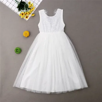 

2019 1-7Y Toddler Kids Baby Girl Flower Dress Lace Tulle Party Bridesmaid Pageant Dresses White Pink Gray