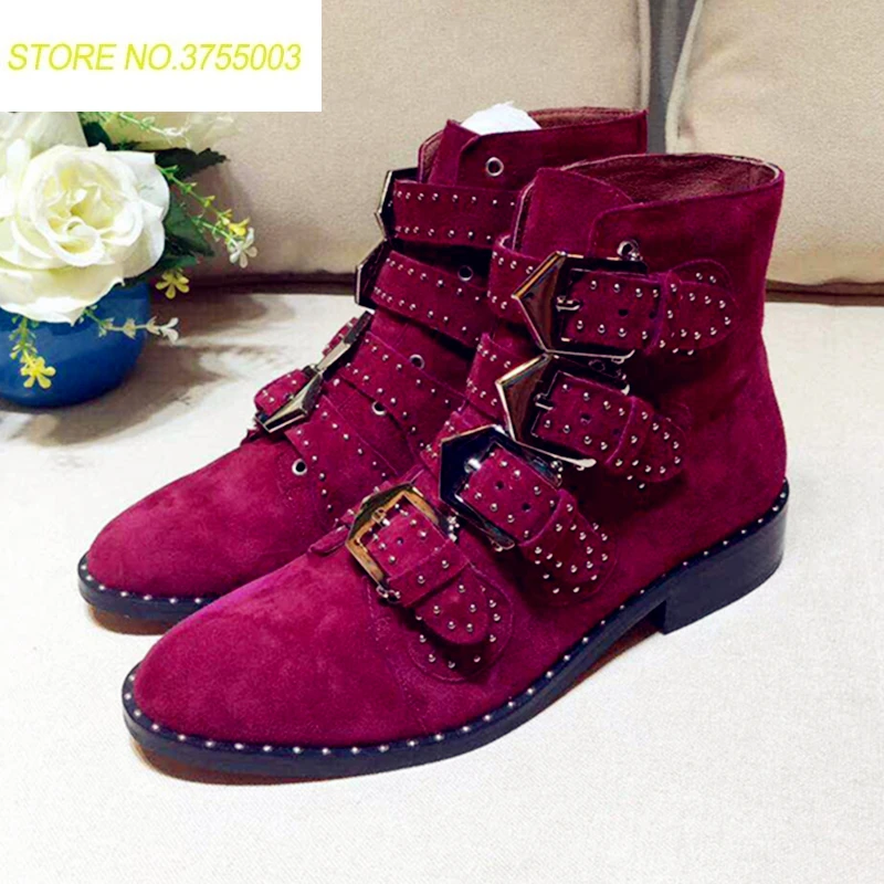 

Hot Autumn Winter Shoes Woman Ankle Boots Leather Buckle Boots Designer Woman Superstar Boots Woman Tide Casual Round Toe Boots