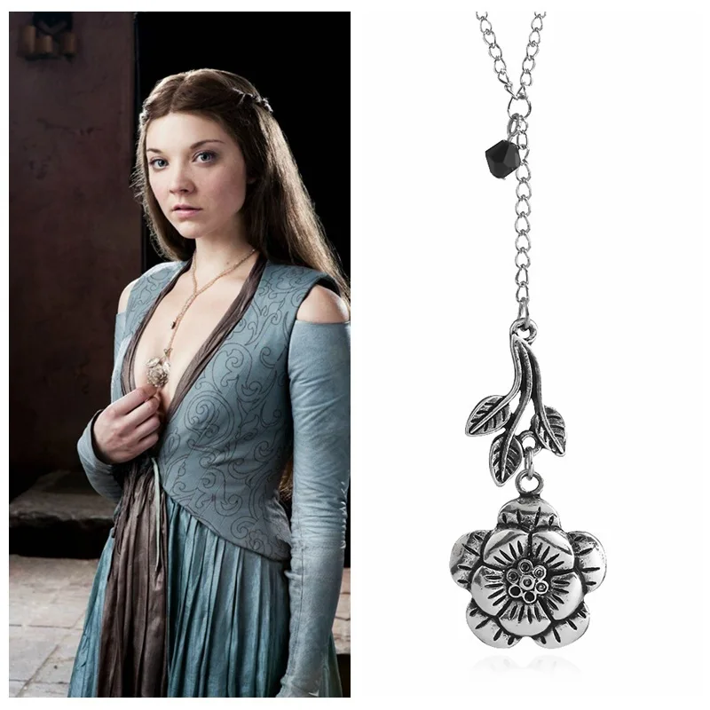 Новая игра престолов Margaery Tyrell Ретро Роза кулон ожерелья Игра Ювелирные