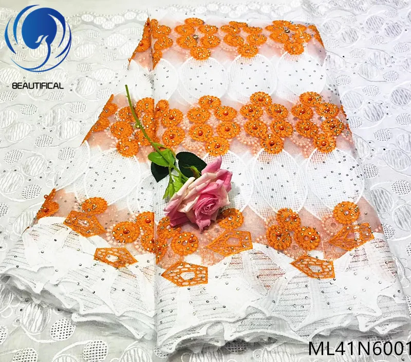 

Beautifical lace fabrics african lace dresses with rhinestones 2019 new design french laces fabric for women 5yards/lot ML41N60