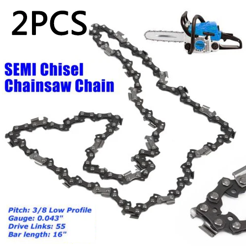 

2Pcs 16 Chain For Most Stihl MS231 Chainsaw Bar 3/8 Pitch 0.043 Gauge 55 DL
