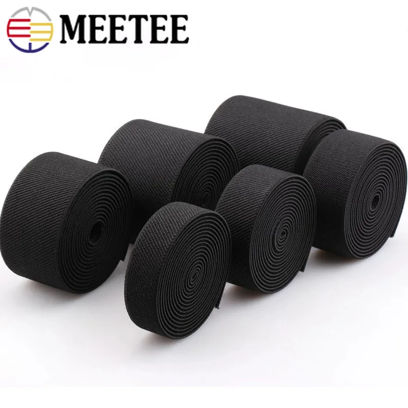 Meetee 9Meter 30/38/50/70mm Thicking Black Elastic Band Garment Luggage
