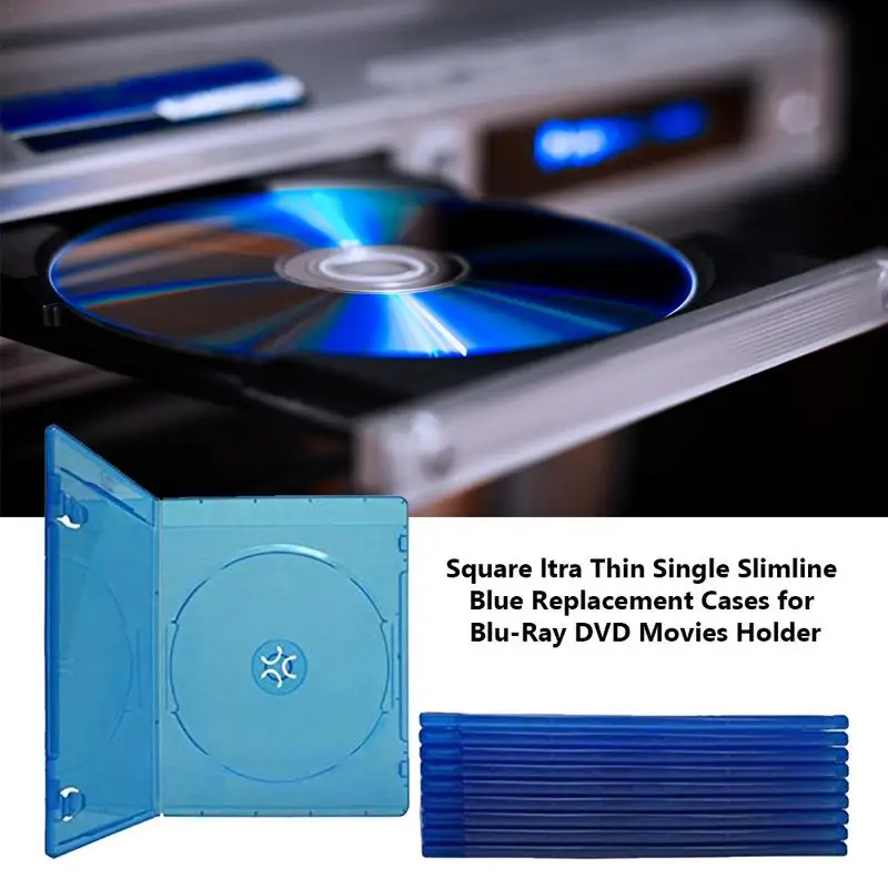 

Blu-Ray DVD CD Case Replacement Square Blue Ultra Thin Standard Plastic Hard Box Holder Perfect Storage Case Organizer CD Case