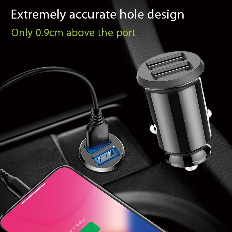 Powstro 3.1A الذكية البسيطة شاحن سيارة سريع سيارة شحن منافذ Usb مزدوجة سيارة شاحن آيفون باد ل سامسونج هواوي Xiaomi الخ
