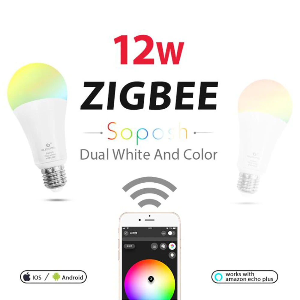 Светодиодный лампочка Zigbee E27 12 Вт E26 Zigbee настенный светильник RGB CCT двойной белый смарт-лампы приложение Управление светодиодный лампы AC 110 V 220 V 230 V Zigbee свет ссылка