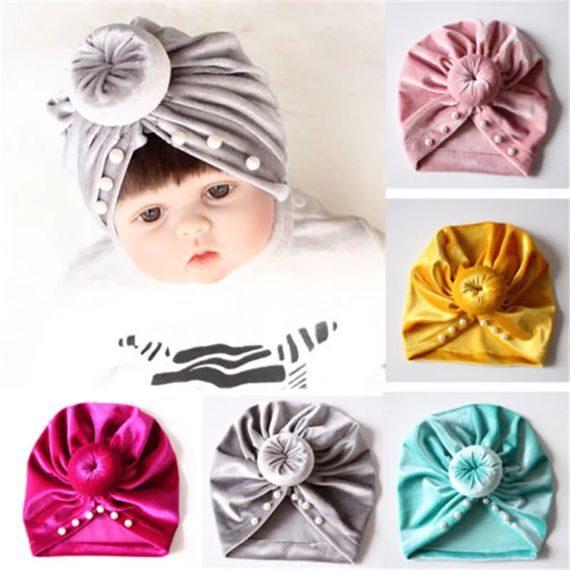Шапка бини для новорожденных маленьких девочек Тюрбан повязка-Узелок на голову зима кепки Шарм сплошной цвет