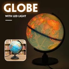 25 см светодиодный Глобус земли карта мира с подставкой Terrestre география обучающая игрушка домашний офис идеальные миниатюры подарок Офисные гаджеты
