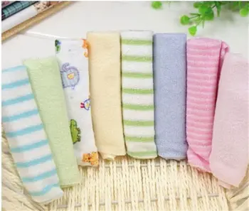 

Striped Soft Cute Popular Convenient Baby Infant Newborn Bath Towel Washcloth Feeding Wipe Cloth 8pcs Towels Cotton Polyester