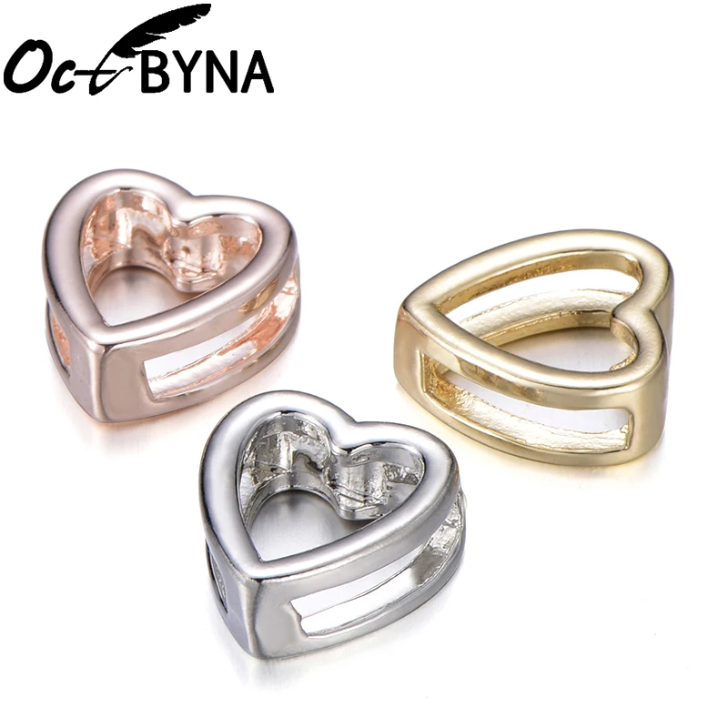 

Octbyna Fashion Hollow Love Heart Shaped Slide Charms Beads For Fits Pandora Bracelet Stainless Steel Mesh Bracelets Making