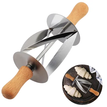 

Stainless Steel Rolling Cutter For Making Croissant Bread Wheel Dough Pastry Knife Wooden Handle Baking Kitchen Knife