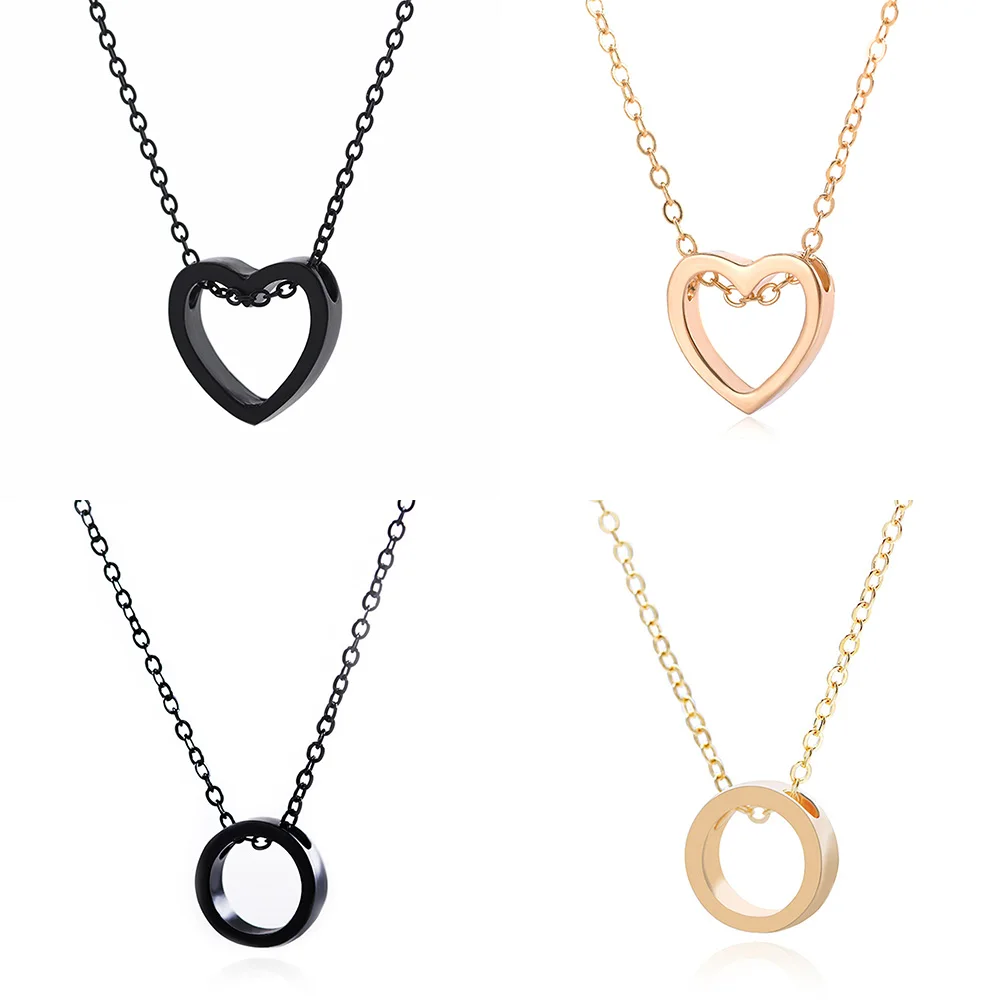 

Fashion Chain Heart Pendant Necklaces for Women Short 3 colors Girl's Choker Jewelry Bohemian LOVE Sweet Gold Silver Black 2019