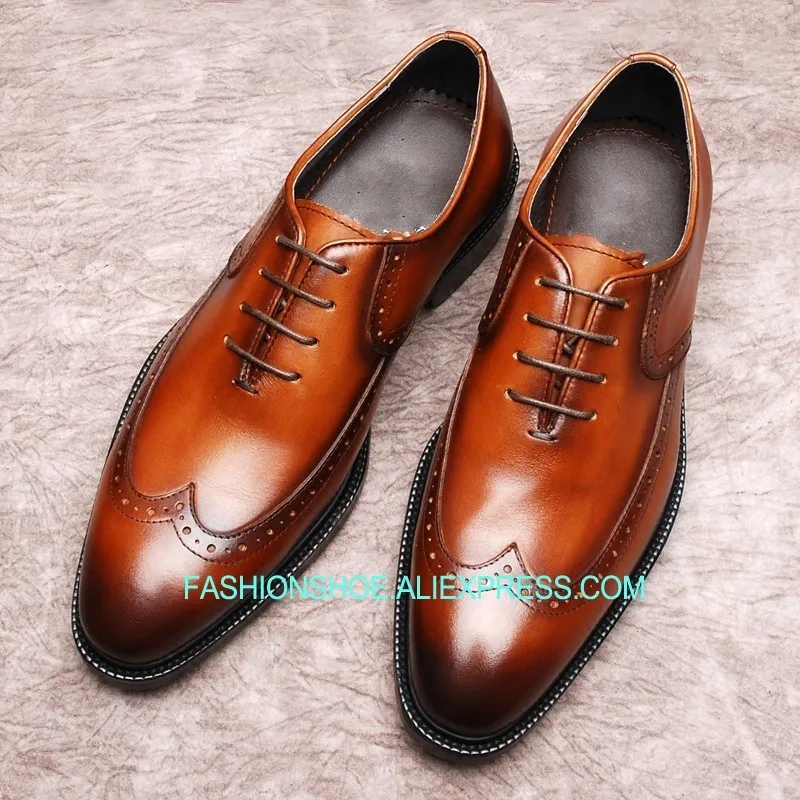 

Italian Men Handmade Brogue Carved Shoes Fashion Hot Goodyear Oxfords