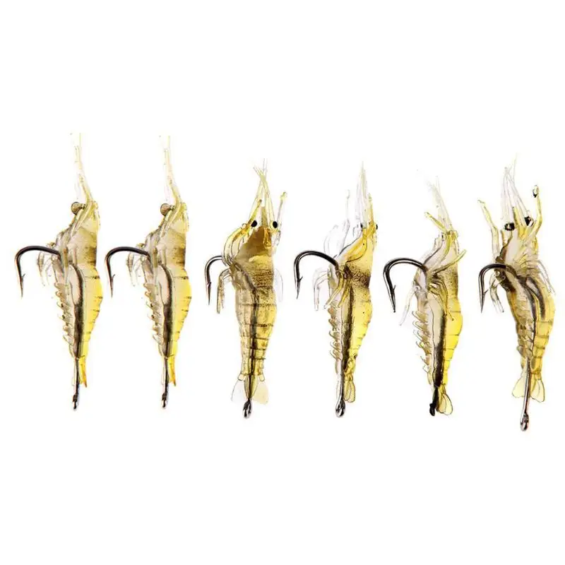 

6pcs soft shrimp bait artificial simulation prawn insect lure ultra realistic soft faked shrimp fishing tackle