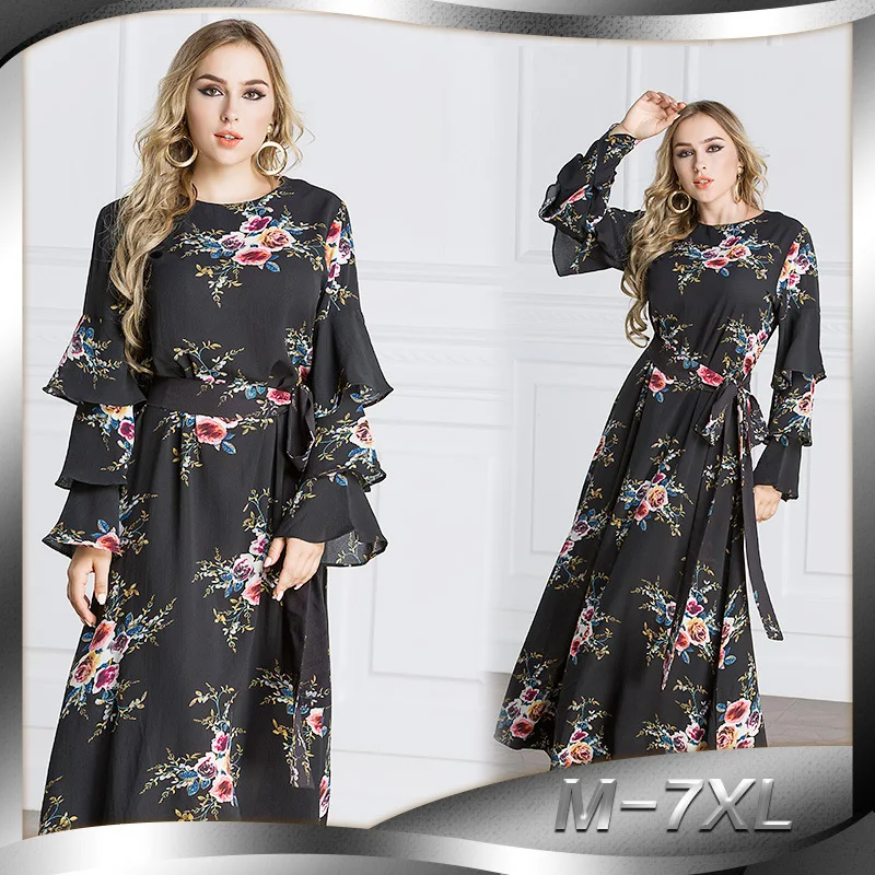 Женское платье в арабском стиле длинное трапеция размера плюс 6l M L XL XXL XXXL 4XL 5XL 6XL