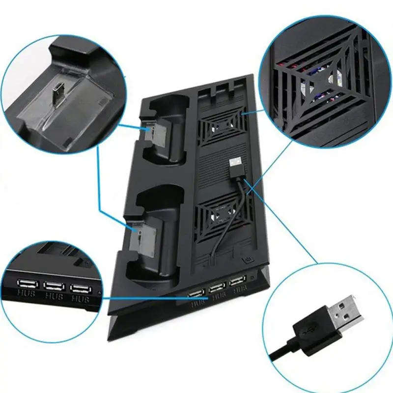 

3 HUB 2.0 interface Console Holder Cooler Charger Station Charging Cooling Fan Stands For PS4 Slim