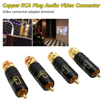 

Gold Plated Copper RCA Plug Durable WBT Connector Screws Soldering Locking Audio Video Plug Red+White