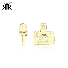 RIR новинка из нержавеющей стали серьги с микрофоном новости, соответствующие серьги, дарят подарки колонне