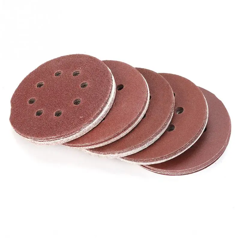 

50PCS 125mm Round Shape Silicon Carbide Sanding Discs 40 60 80 120 240 Grit Sand Papers with 8 Holes