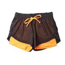 Для женщин Повседневное Activewear тренировка, Упражнение бег бантом да мини Йога Лоскутные шорты повседневное, спорт, сетка