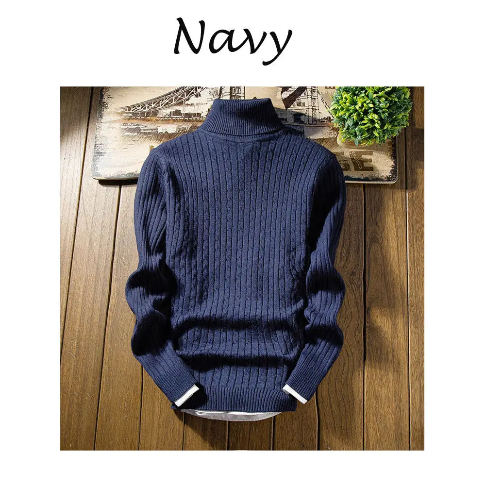 

New Autumn Winter Men'S Sweater Men'S Turtleneck Solid Color Casual Sweater Men's Slim Fit Brand Knitted Pullovers