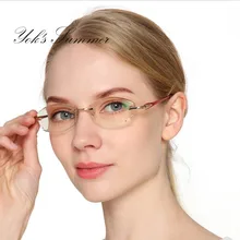 YOK'S, очки для чтения без оправы с защитой от голубого излучения, женские брендовые бриллиантовые украшения, красная металлическая оправа, очки для дальнозоркости WN1238