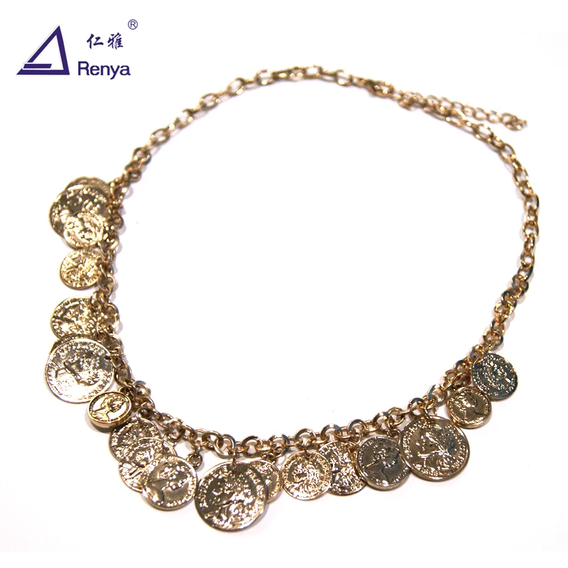 

Renya Trendy Gold Multi Size Coin Necklace For Women Light Charm Necklace Short Chain Necklace For Christmas Holiday Jewelry