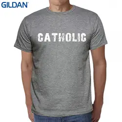 Новое поступление для мужчин короткие католический, футболка со словами для мужчин, футболка с буквами, серый футболки