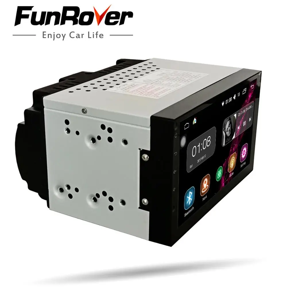 Top FUNROVER Android 8.0 2Din Car DVD radio Car Multimedia player for Toyota Universal Hilux Vios Old Camry Prado gps Navigation rds 3