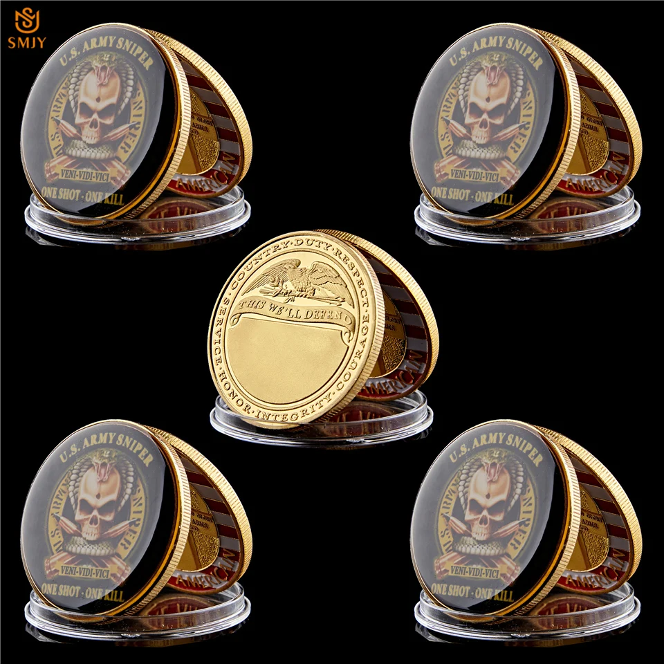 

5Pcs US Army Sniper Pattern American Eagle Military Challenge Commemorative Coin Collectibles