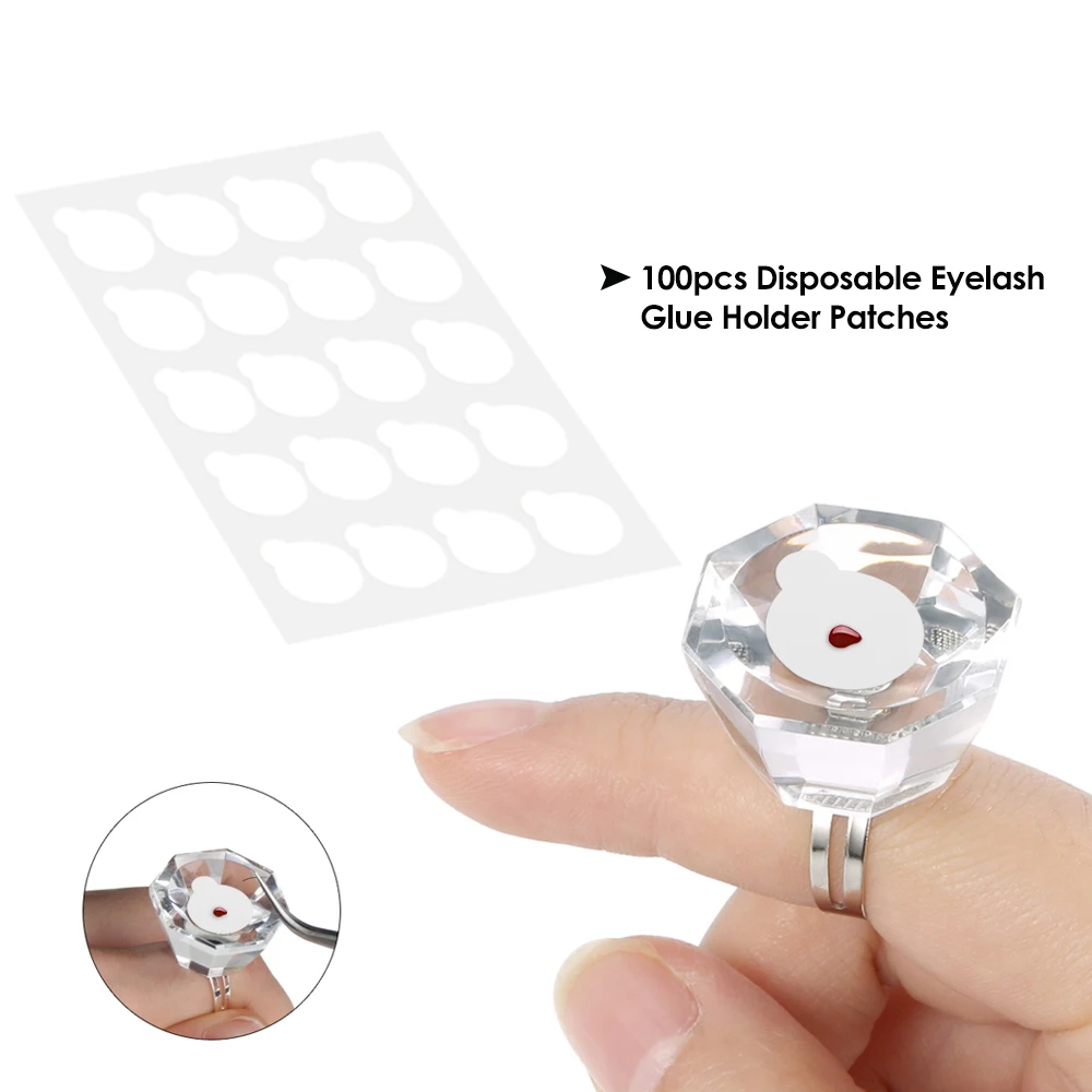 

100pcs Disposable Eyelash Glue Holder Pallet Eyelash Extension Glue Pads Stand On Eyelash Glue Patches Sticker for Eyelash 2.5cm